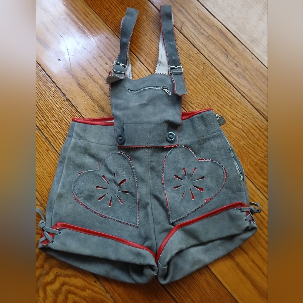 Vintage Lederhosen Suede Shorts German Shorts 1960s Costume Childrens Vintage